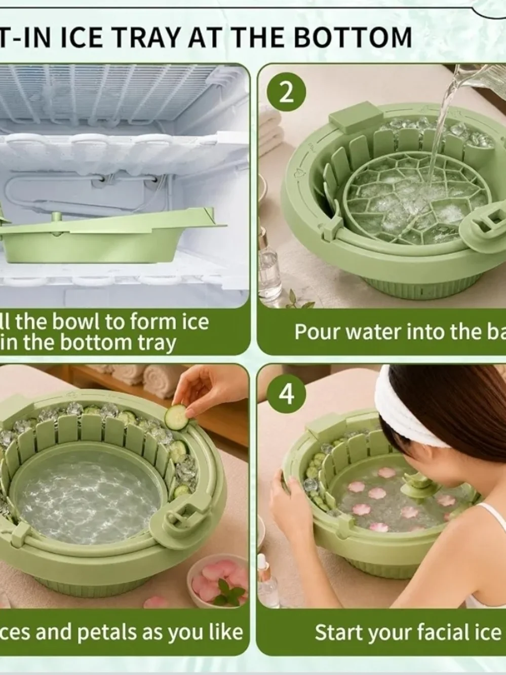 Kids Cooling Face Spa Basin in Light Green - Facial Steam Bowl